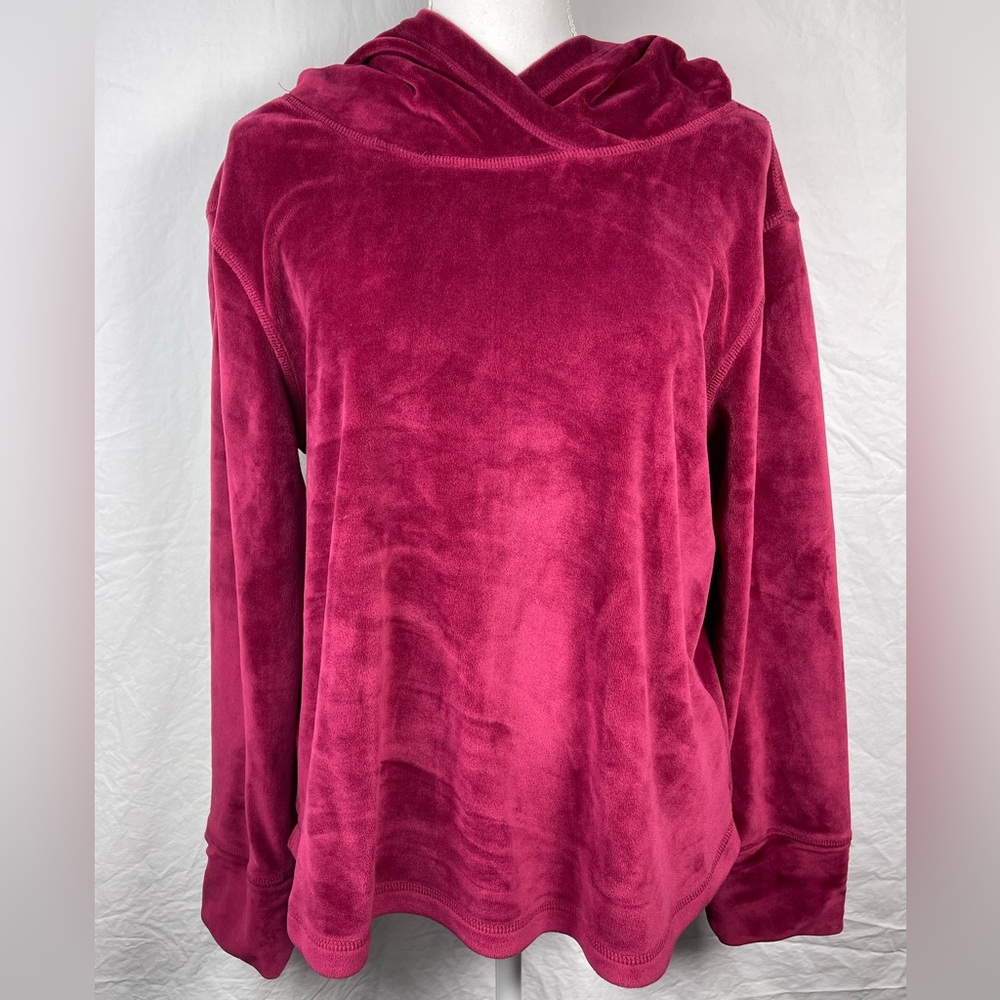 PajamaGram Fleece Pullover Hoodie-Maroon-Medium-Long Sleeve